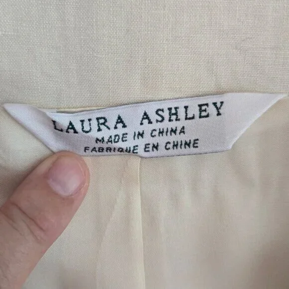 Vintage Laura Ashley Size 8 Womens Linen Blend Buttoned Vest Top Ivory - Picture 4 of 6